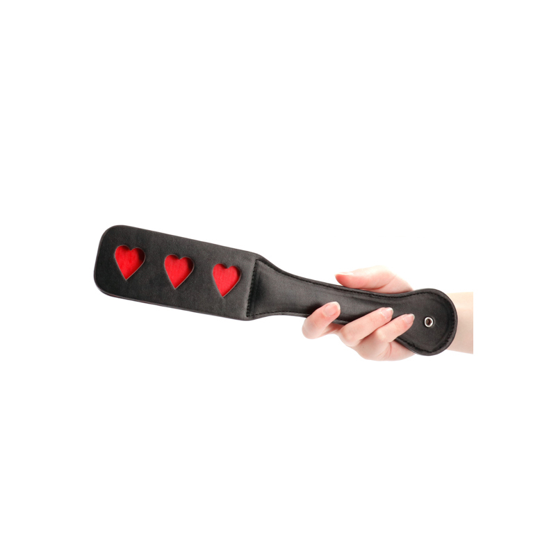 Ouch Heart Pattern Paddle Black
