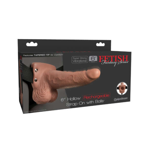 FF Recharg 6in Hollow Strap-On Balls Tan