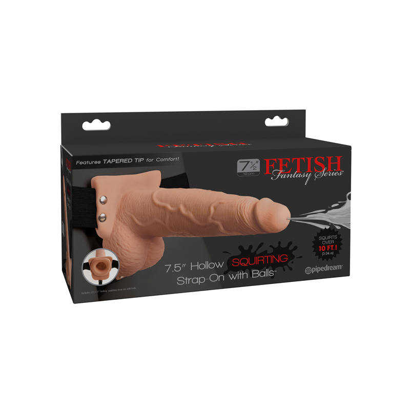 FF 7.5in Hollow Squirt StrapOnBalls Beig