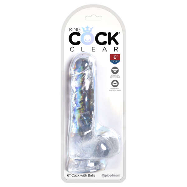 King Cock Clear 6in w/ Balls