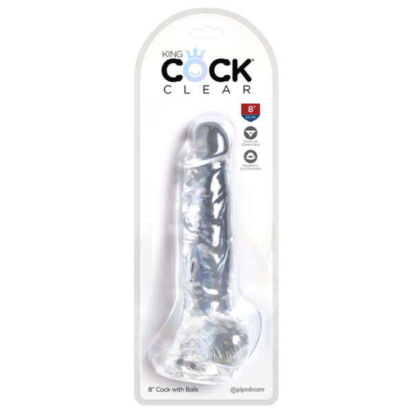 King Cock Clear 8in w/ Balls