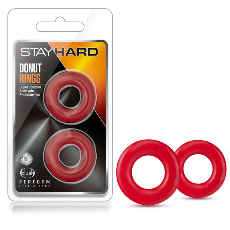 Stay Hard Donut Rings Cockring 2pk Red