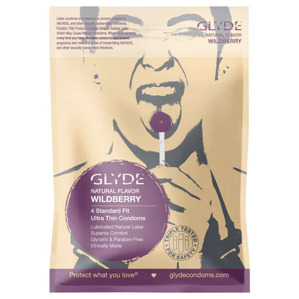 Glyde Natural Flavor Condom Wildbrr 4pk