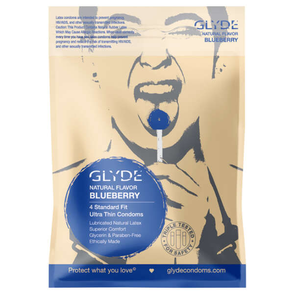 Glyde Natural Flavor Condom Bberry 4pk