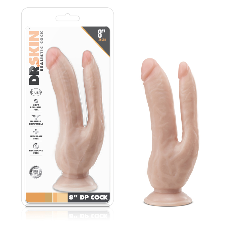 Dr. Skin DP Cock 8in Dildo Beige