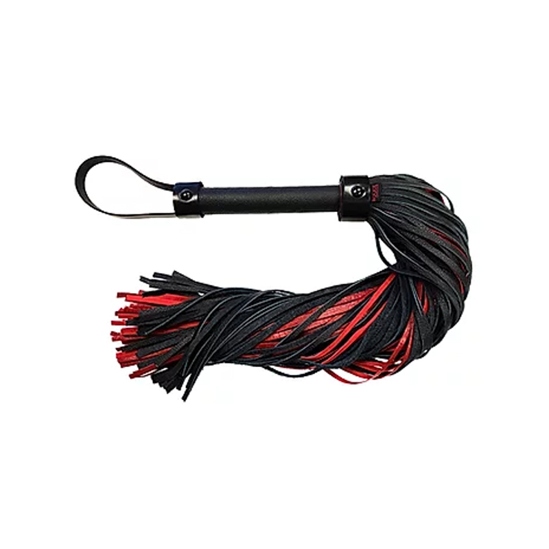 Leather Long Flogger Burgunday/Black