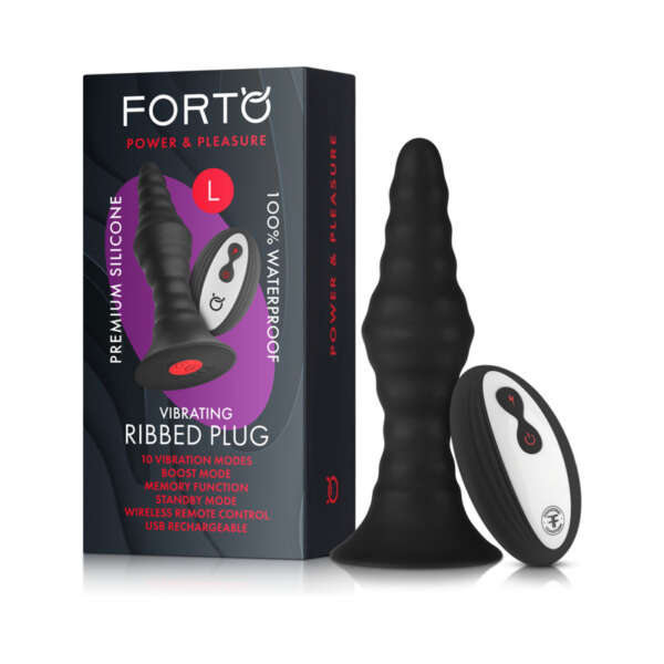 Forto Vibrating Ribbed Plug Large Black