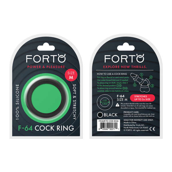 Forto F-64 Wide Sili Cockring Med Blk