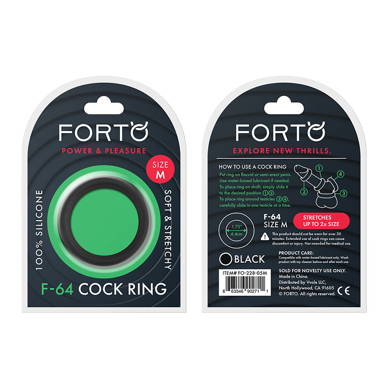Forto F-64 Wide Sili Cockring Med Blk