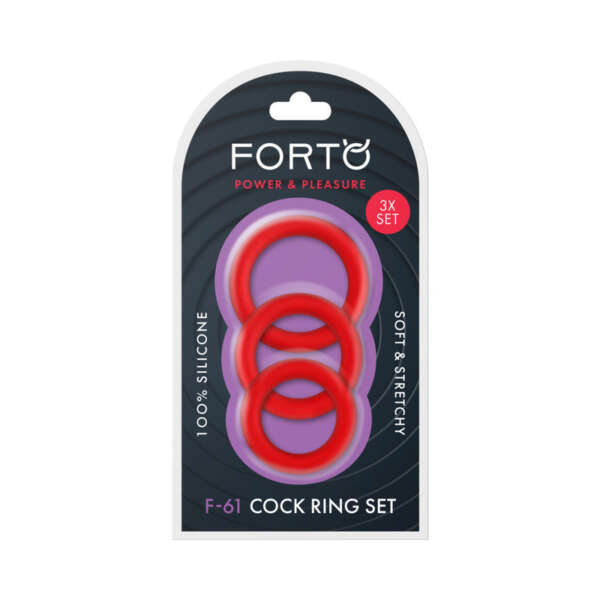 Forto F-61 3pc Silicone Cockring Set Red