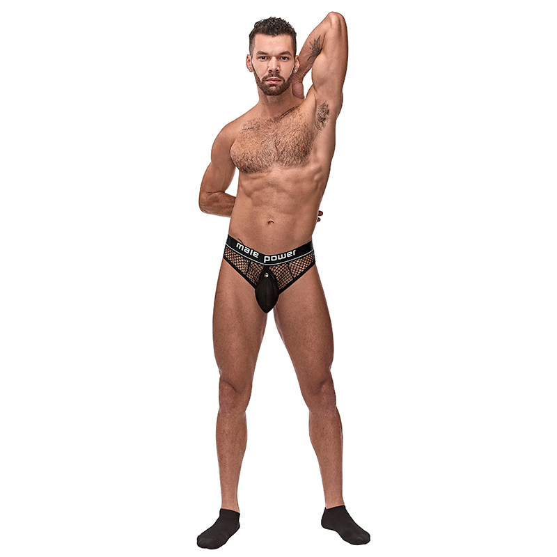 MP Cock Pit Net Cock Ring Thong Blk LX