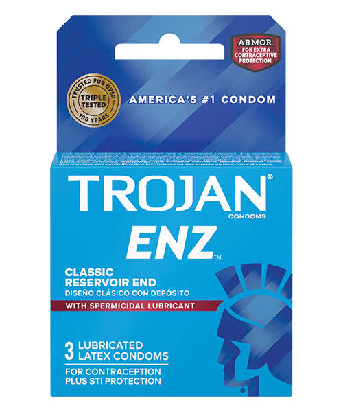 Trojan Enz Spermicidal Lubricated Condoms - Box of 3