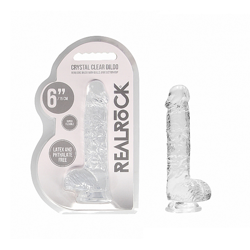 RealRock CC 6in Dildo WBalls&Suction Clr