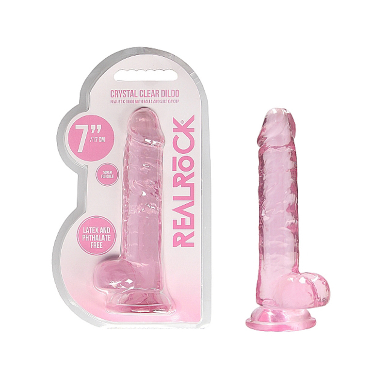 RealRock CC 7in Dildo WBalls&Suction Pnk