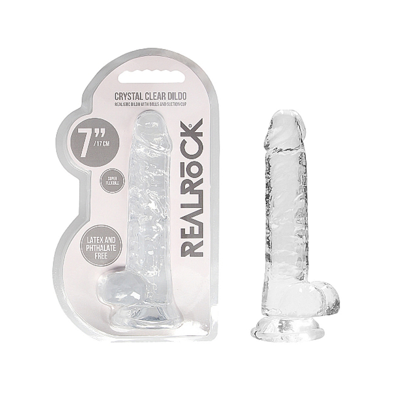 RealRock CC 7in Dildo WBalls&Suction Clr