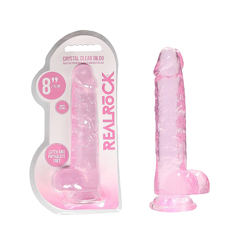 RealRock CC 8in Dildo WBalls&Suction Pnk