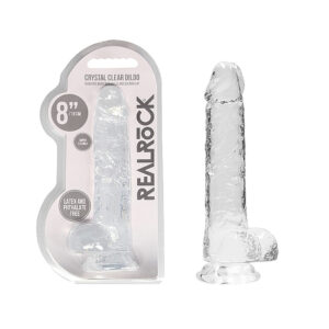 RealRock CC 8in Dildo WBalls&Suction Clr