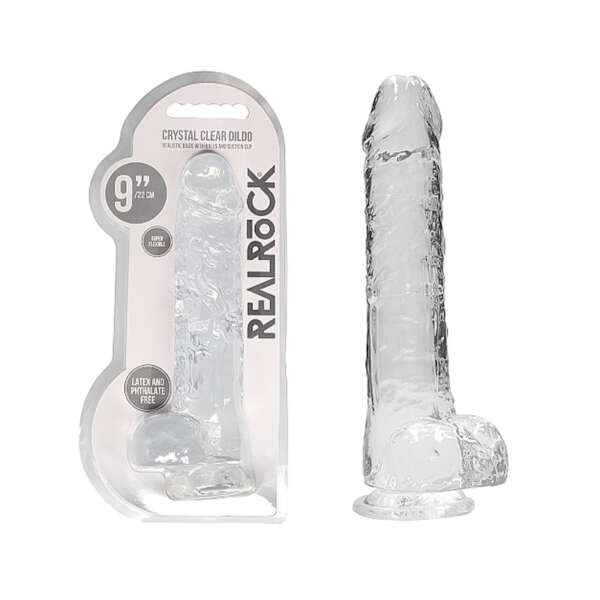 RealRock CC 9in Dildo WBalls&Suction Clr
