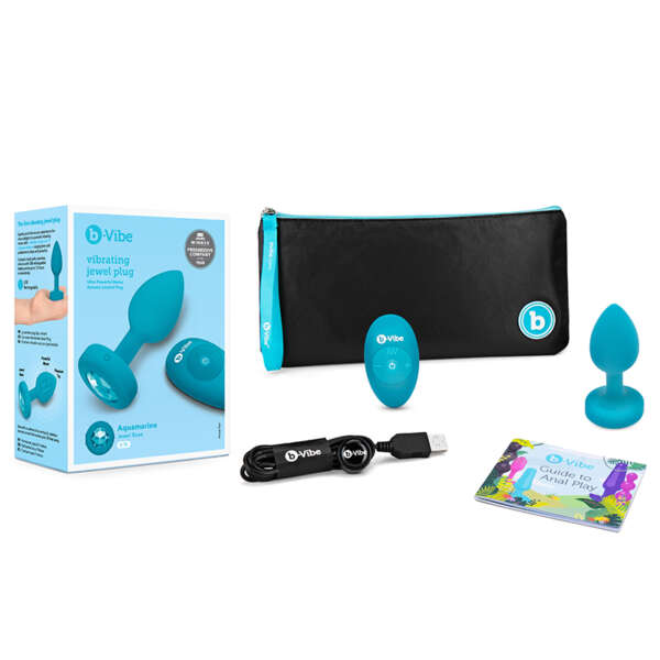 b-Vibe Vibrating Jewel Aquamarine S/M