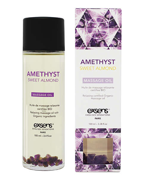 EXSENS of Paris Organic Massage Oil w/Stones - Amethyst Sweet Almond