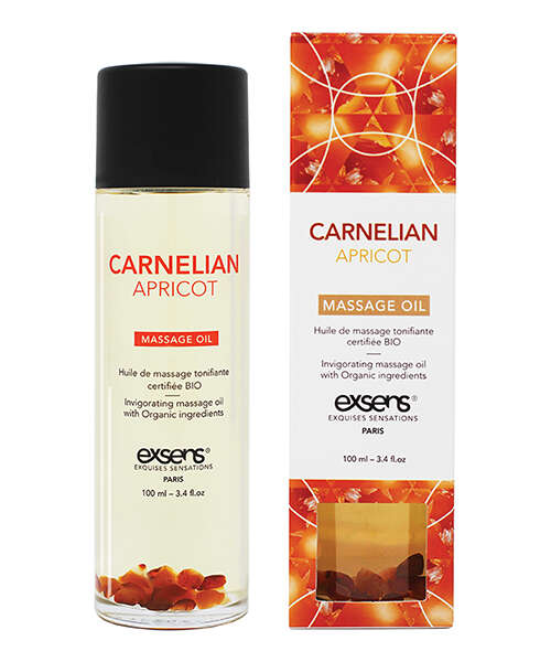 EXSENS of Paris Organic Massage Oil w/Stones - Carnelian Apricot