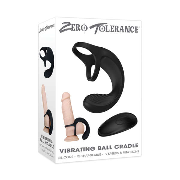 ZT Vibrating Ball Cradle Cockring Black