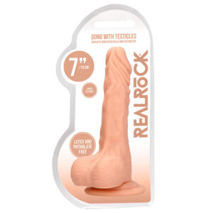 RealRock 7in Dildo W/Balls&Suction Beige