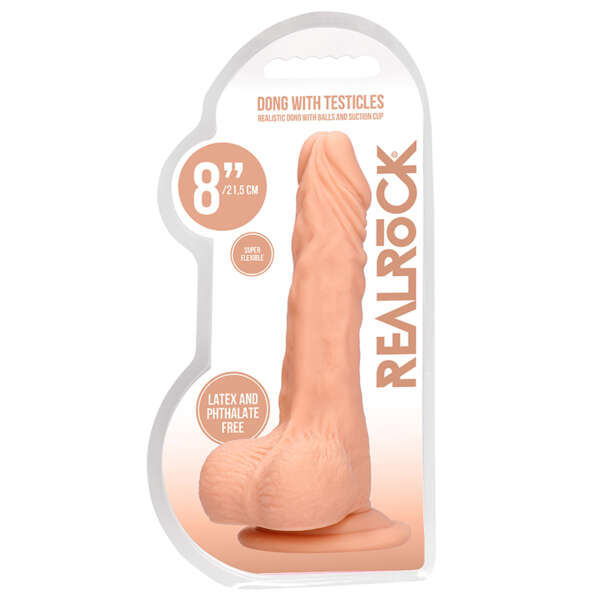 RealRock 8in Dildo W/Balls&Suction Beige