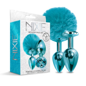 NIXIE Metal Butt Plug Set Pom&Jewel Bl