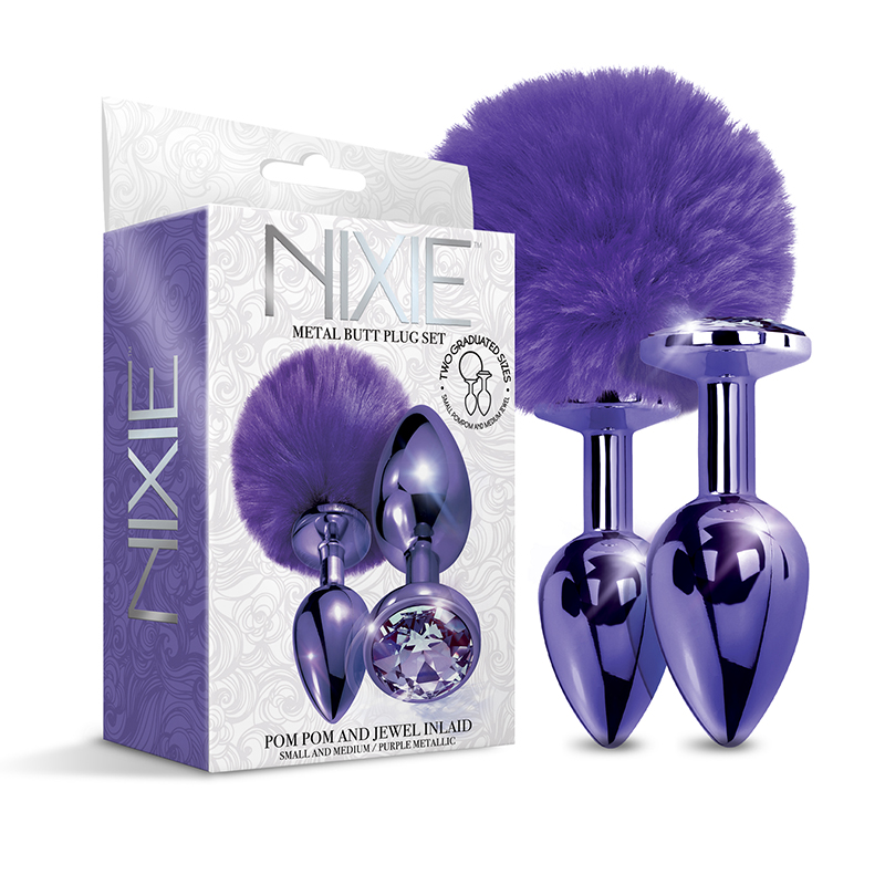 NIXIE Metal Butt Plug Set Pom&Jewel Pu