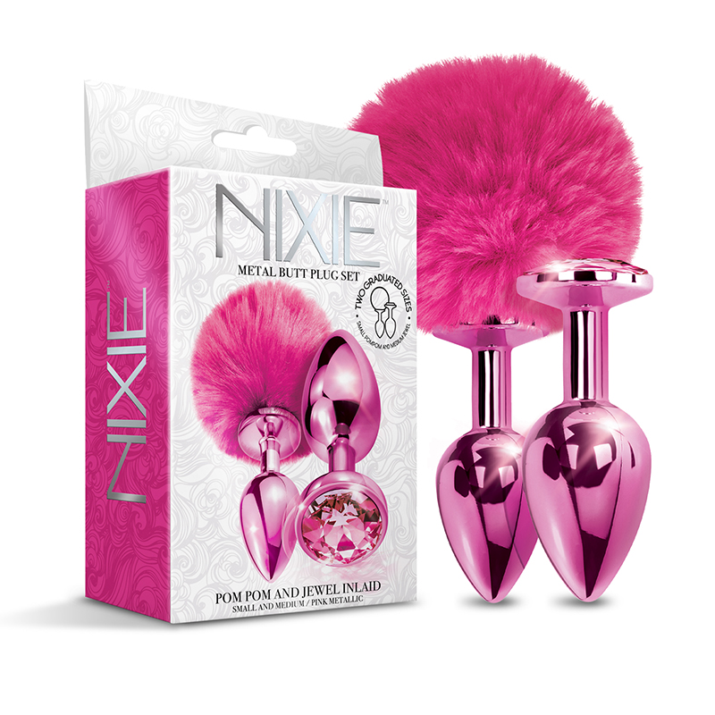 NIXIE Metal Butt Plug Set Pom&Jewel Pk