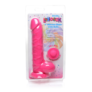Lollicock 7in Sili Dildo w/Balls Cherry