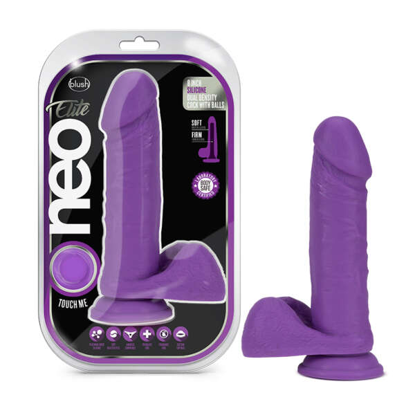 Neo Elite 8in Sili Dual Dens Neon Purple