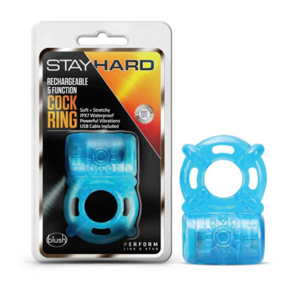 Stay Hard 5 Function Vibr Cockring Blue