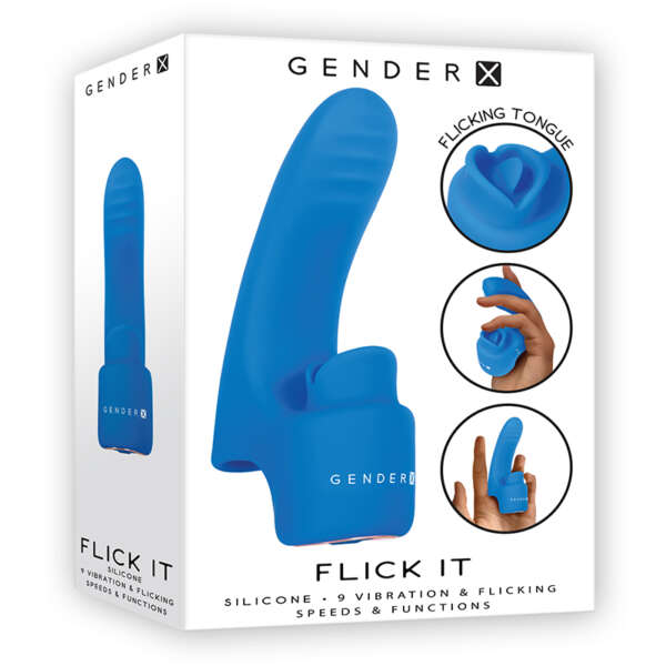 GX Flick It Dual Stim Finger Vibe Blue
