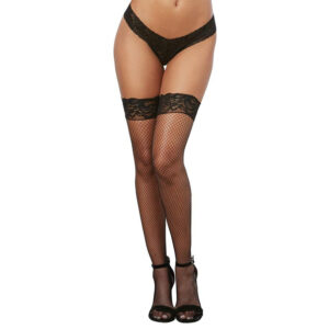 DG Fishnet Thigh High w/ BackSeam BLK OS