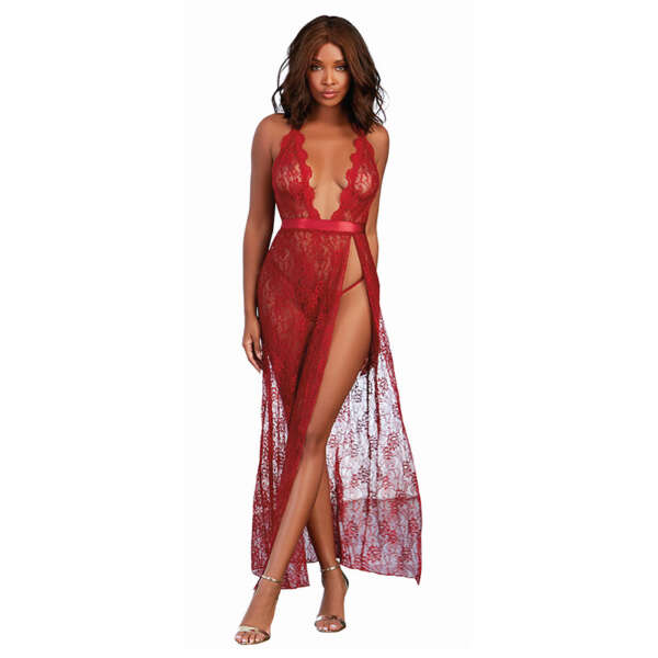 DG Lace Gown & G-String Garnet X-L