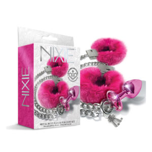 Nixie Metal Butt Plug&Furry Cuff M Pk Me