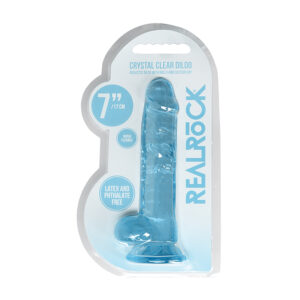 RealRock CC 7in Dildo WBalls&Suction Blu