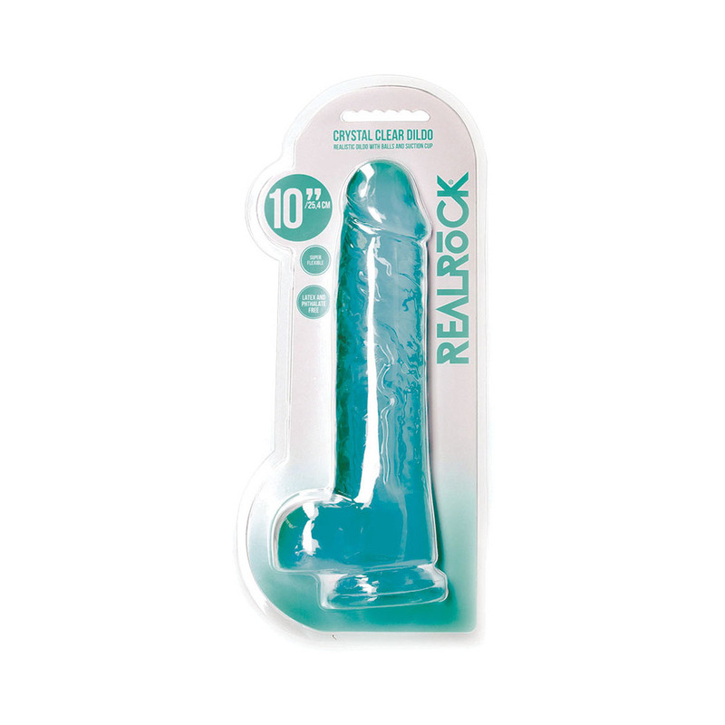 RealRock CC 10in Dildo W/Balls Turquoise