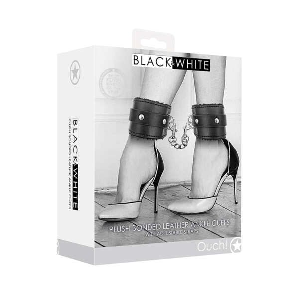 Ouch B&W Adjustable Plush Ankle Cuff Blk
