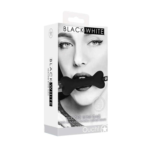 Ouch B&W Silicone BoneGag Adjustable Blk