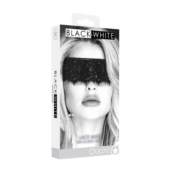 Ouch B&W Lace Mask Elastic Straps Black