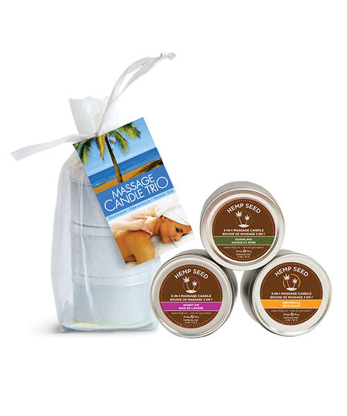 Earthly Body Massage Candle Trio Gift Bag - 2 oz Skinny Dip, Dreamsicle, & Guavalva