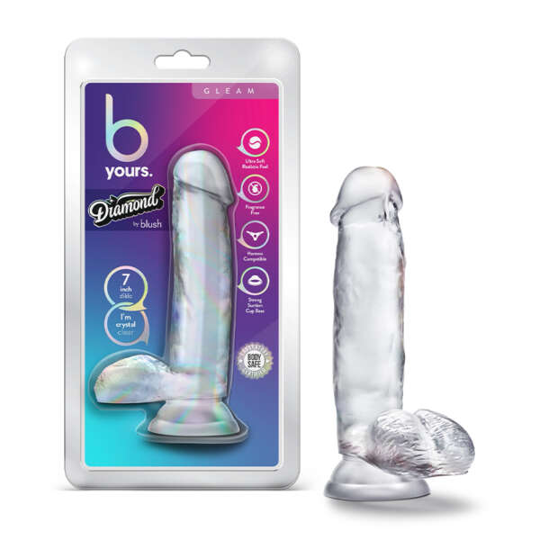 B Yours Diamond Gleam 7in Dildo Clear