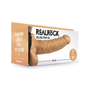 RealRock 7in Hollow Strap-On W/Balls Tan