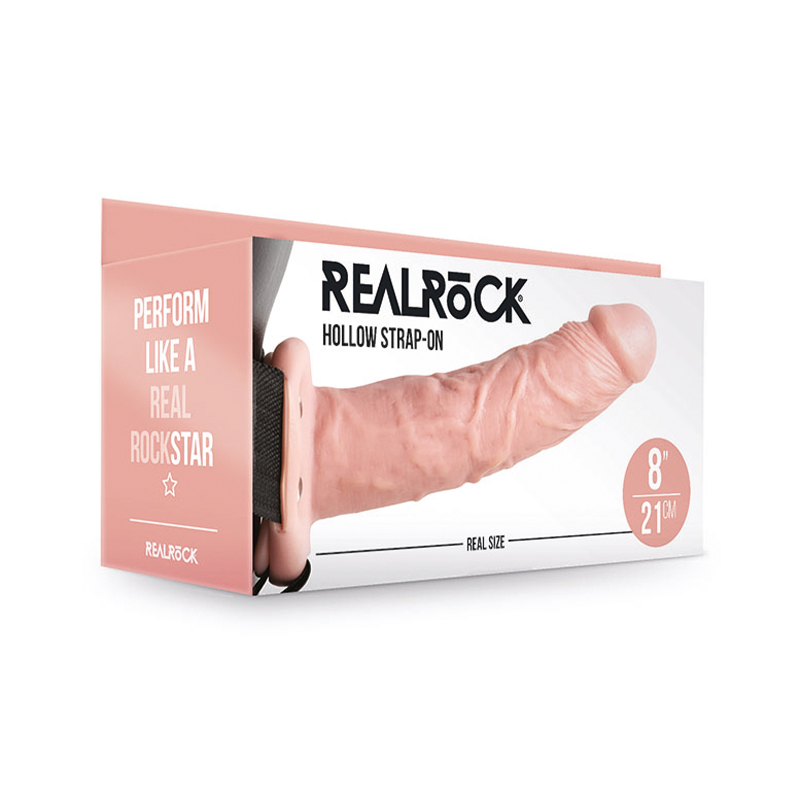 RealRock 8in Hollow Strap-On Beige