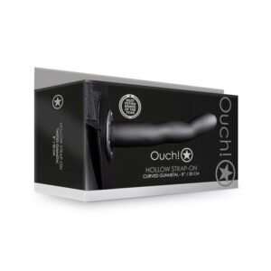 Ouch Curved 8in Hollow Strap-On Gunmetal