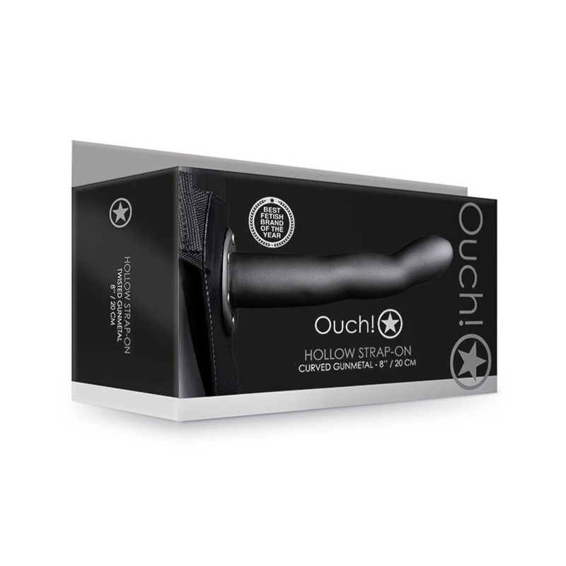 Ouch Curved 8in Hollow Strap-On Gunmetal