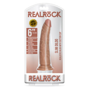 RealRock 6in Slim Dildo W/Suction Tan